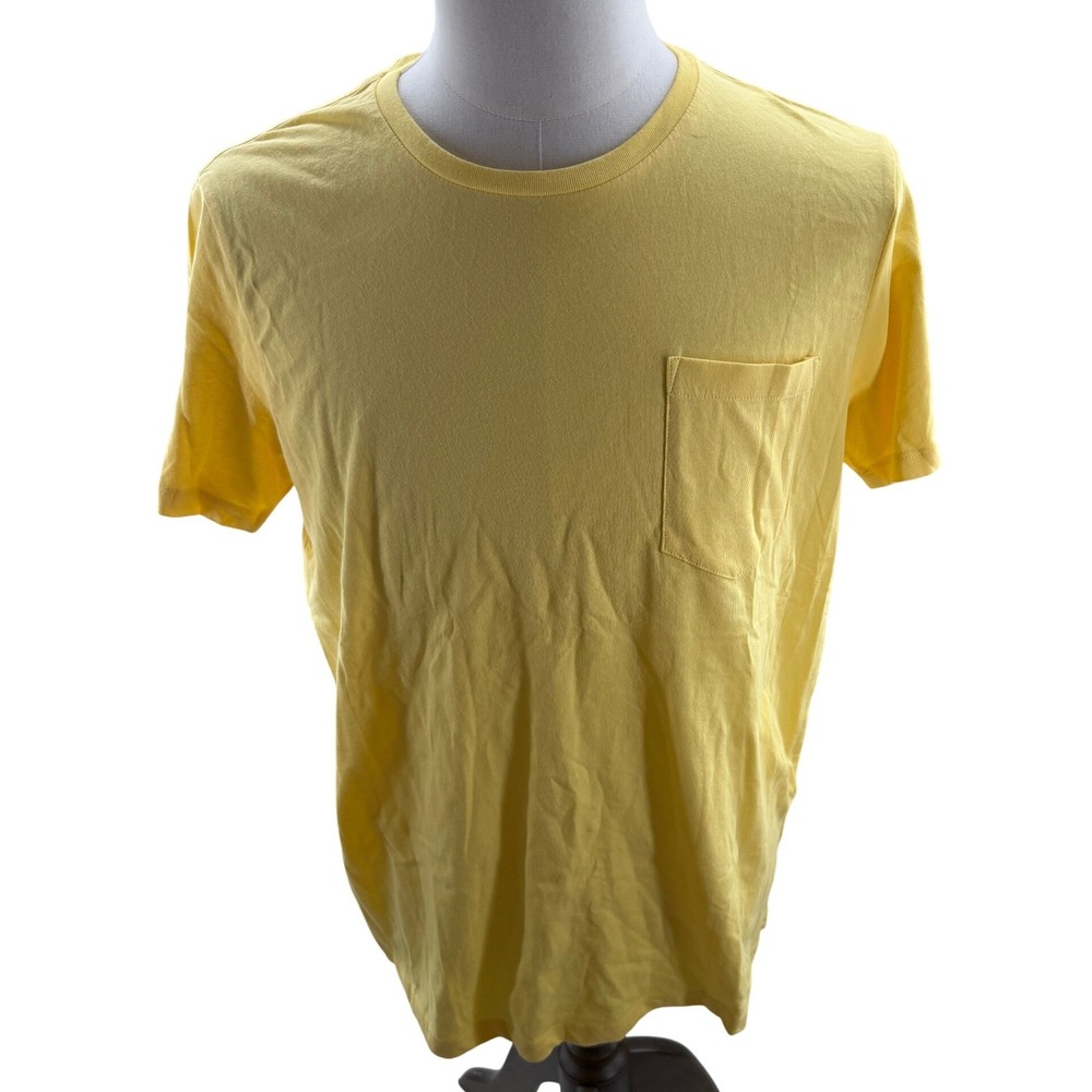 Club Monaco Mens SS Williams Pocket Tee Yellow Cotton Crew Neck Shirt MediumNEW